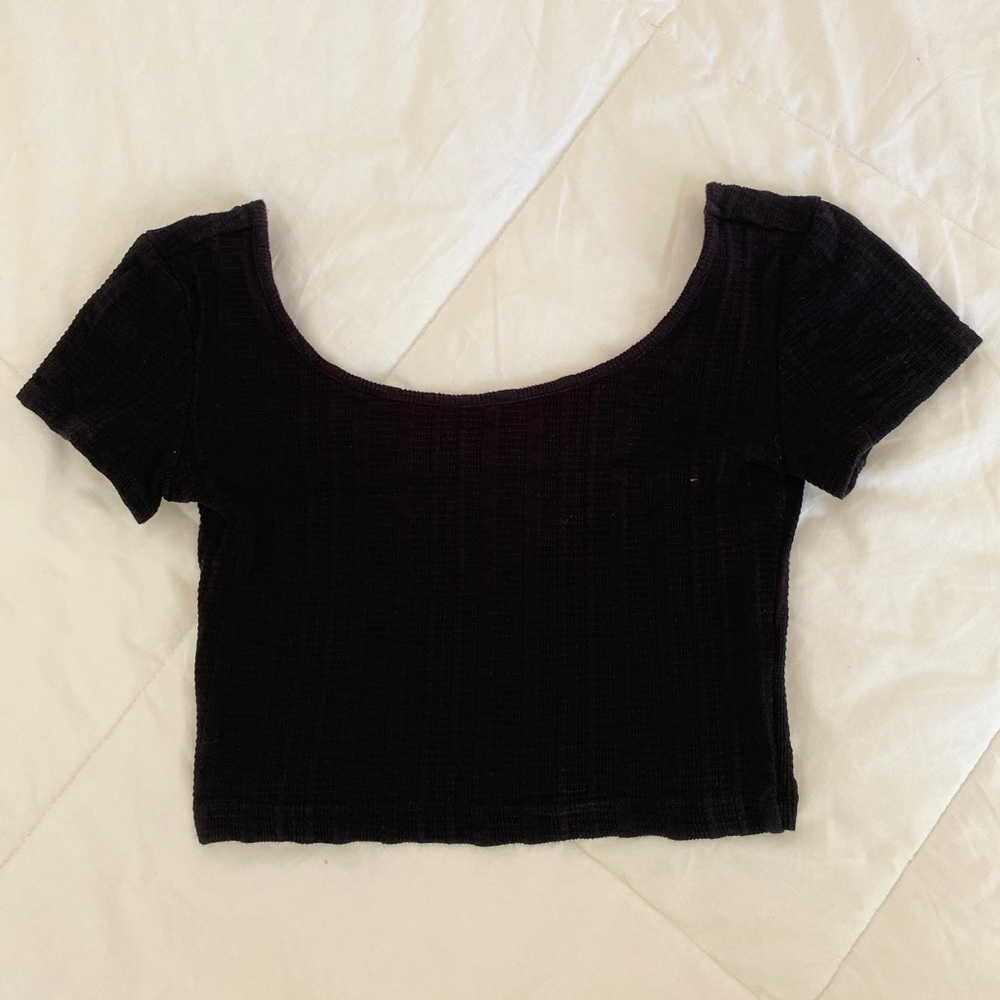 Black Ribbed Crop Top